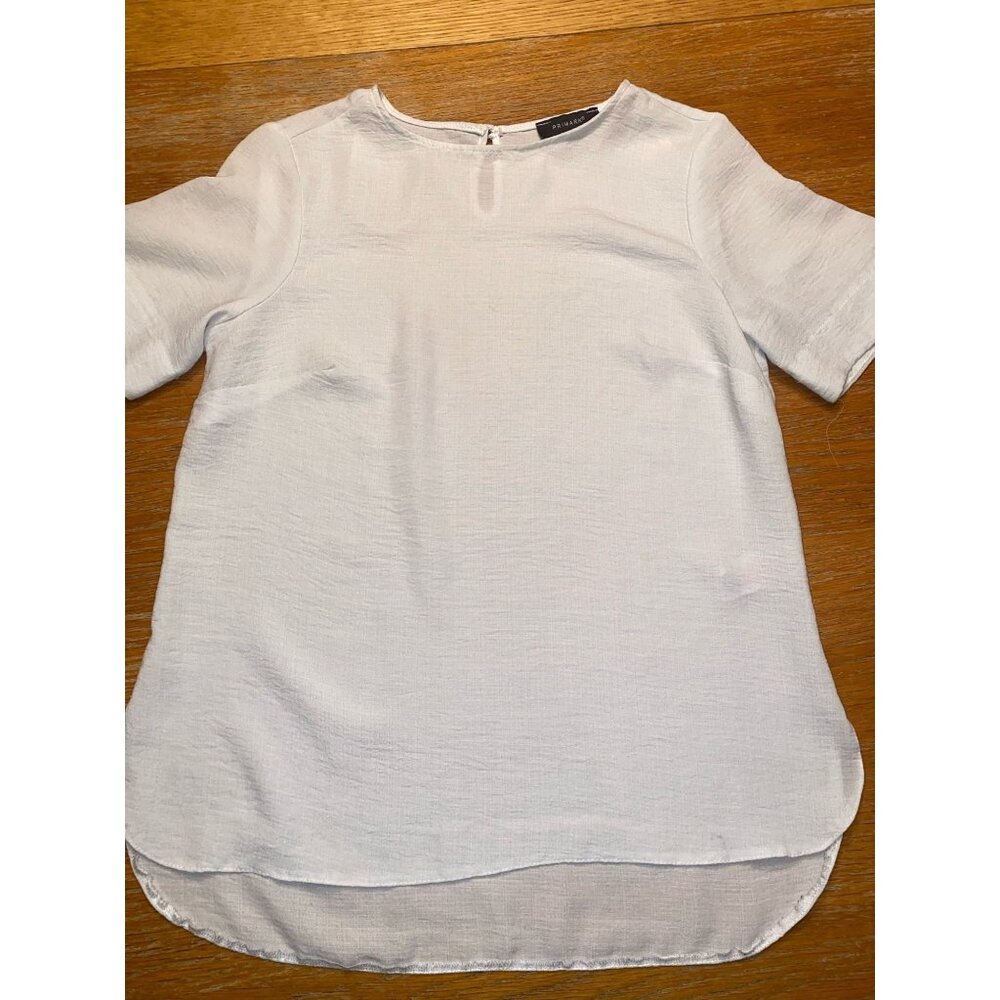 Primark Womens White Textured Short Sleeve Blouse Size 2